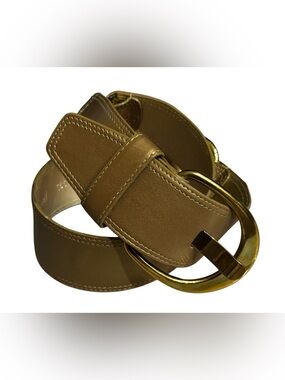 Per Se size XS Belt Matte Metallic Gold Leather 516995 hip belt wide Boho Y2K